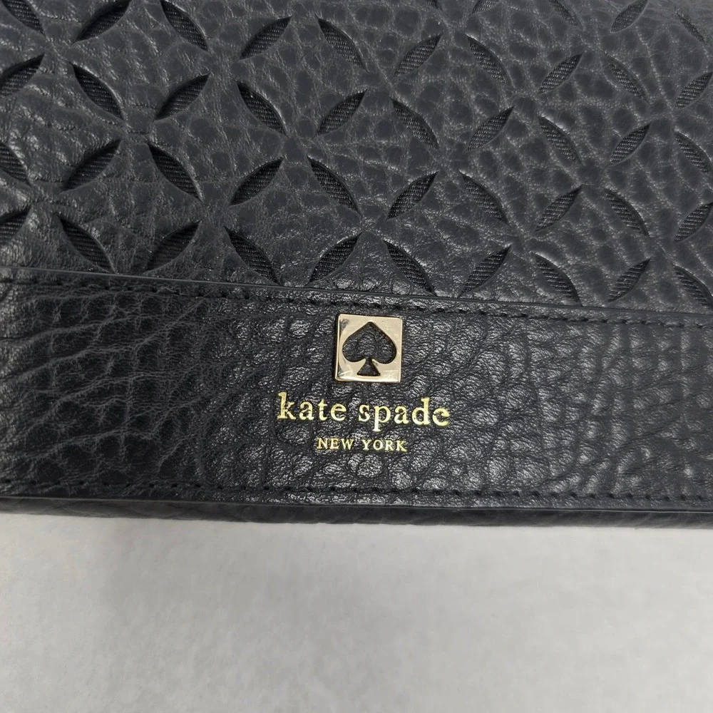 Kate Spade Wristlet Wallet Clutch Perri Lane Linney Black Leather READ FLAW